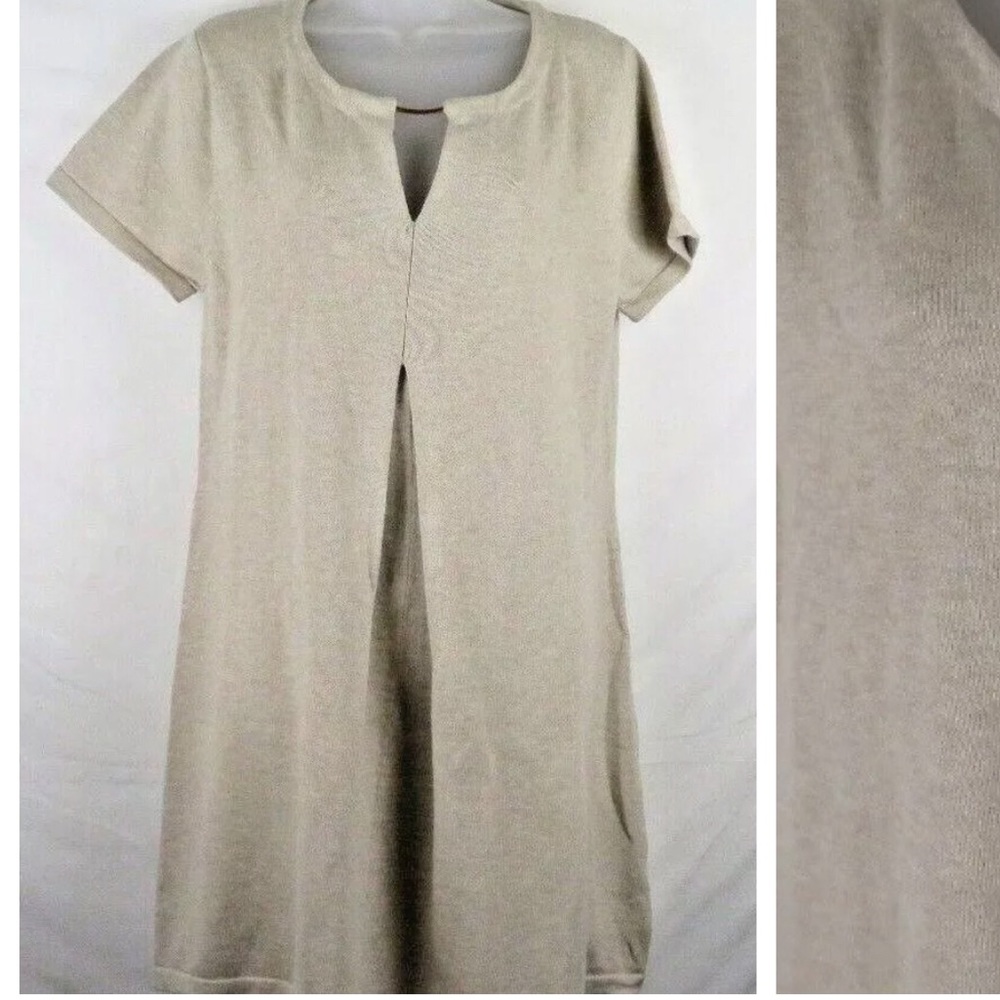 RIPE Maternity Knit Dress Large Beige Short Sleeve